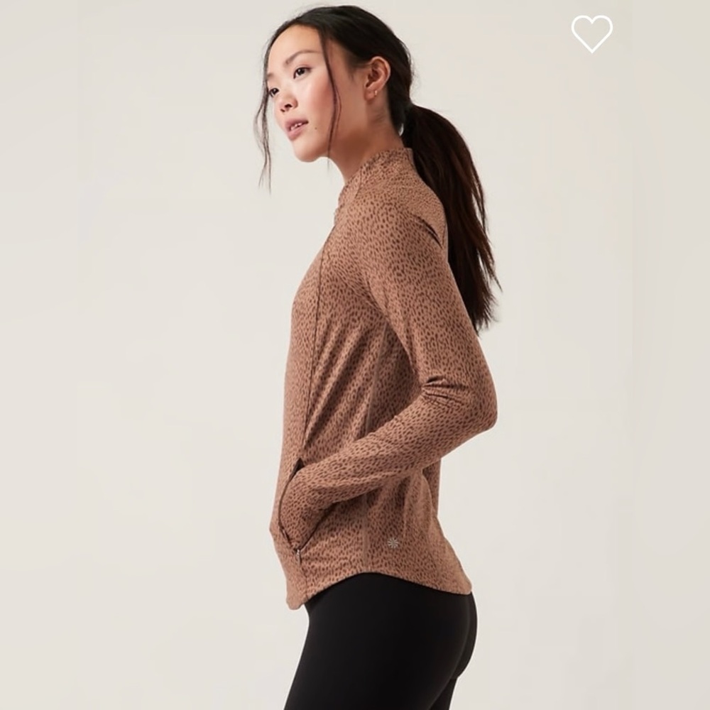 Athleta Salutation Full Zip Printed Brown Jacket